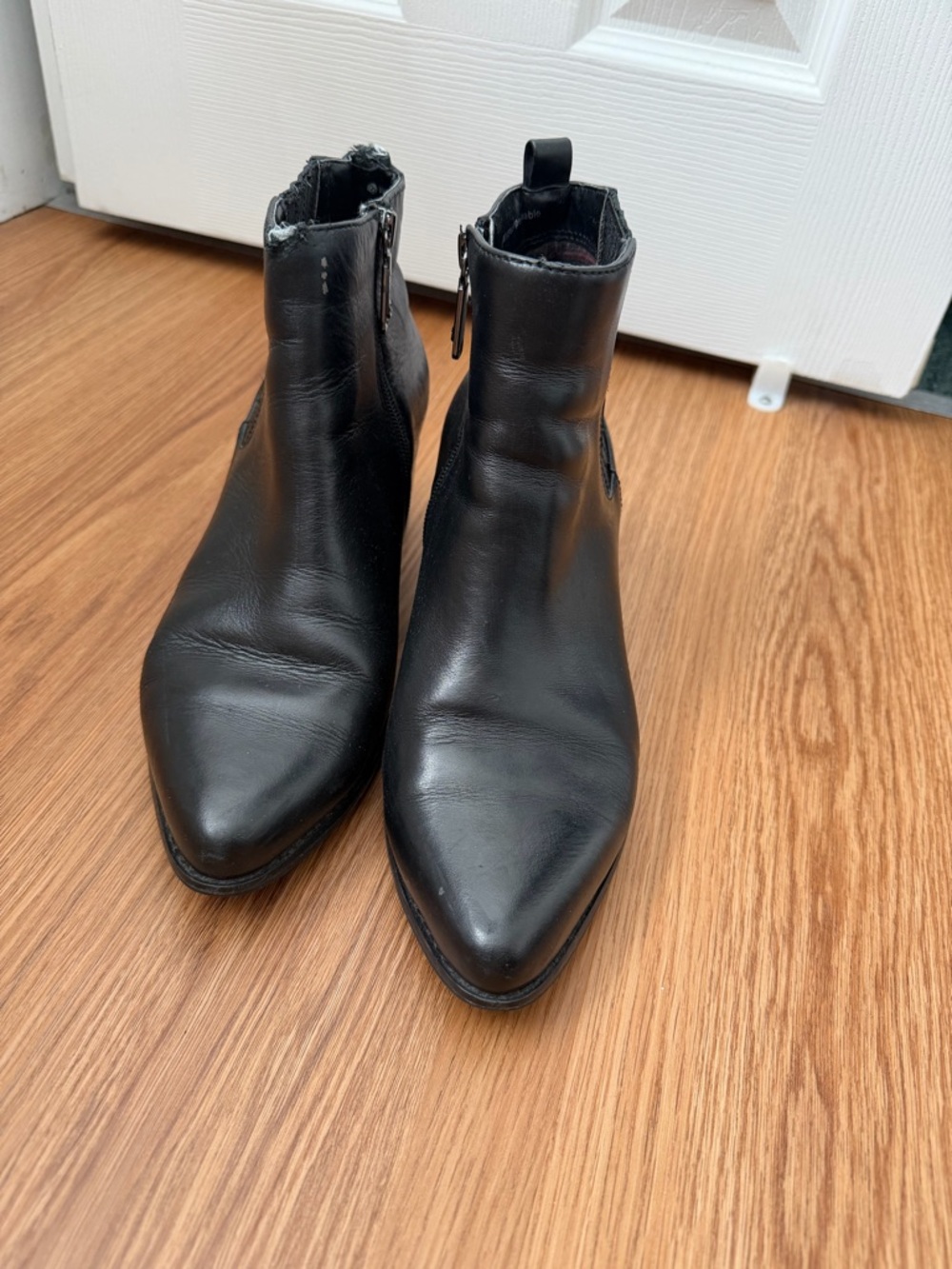 Blondo Waterproof  Pointed Black Leather Ankle Boots